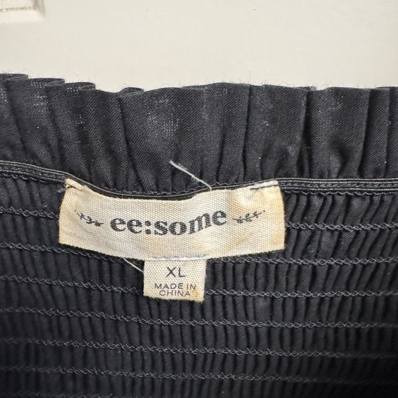 Black Smocked Eyelet Midi Dress - Picture 5 of 6